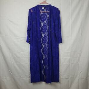 Miss Cristina Womens Blue Long Sleeves Open Front Cardigan Jacket‎ Size 2XL
